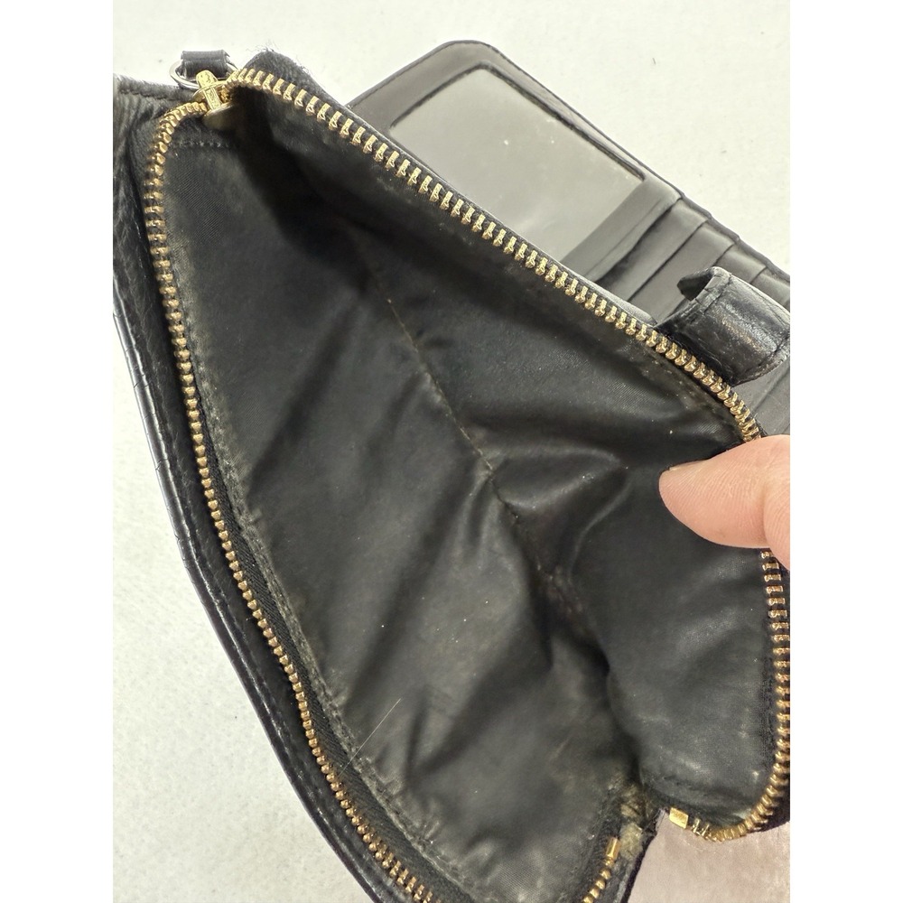Coach Black Leather Bifold Wallet Zipper Clutch - Picture 3 of 9